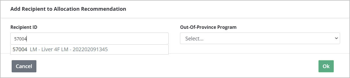 Example - Add recipient to allocation window