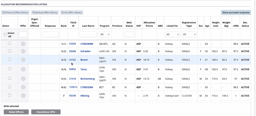 Example - Allocation recommendation.