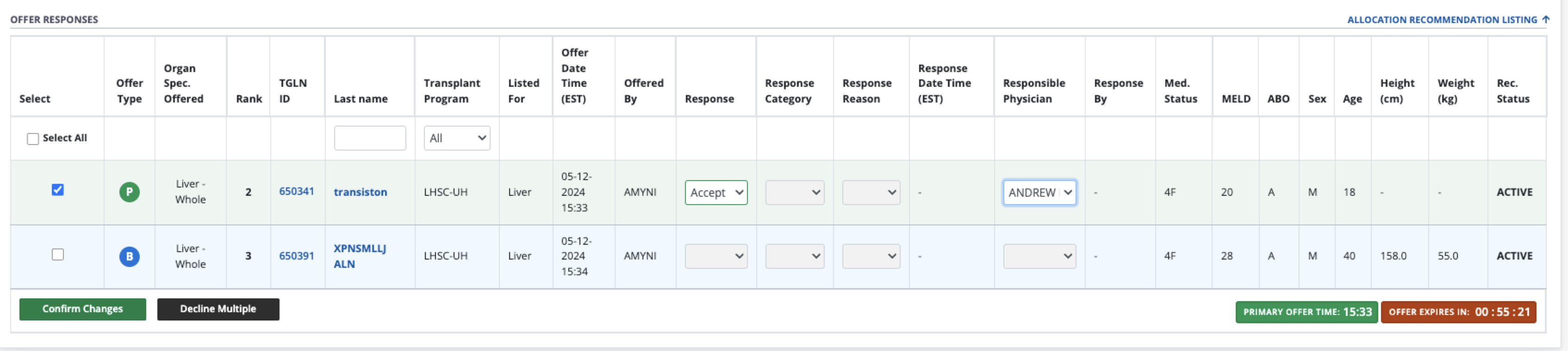 Example - eOffer target recipient