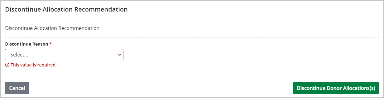 Example - discontinue allocation window, empty