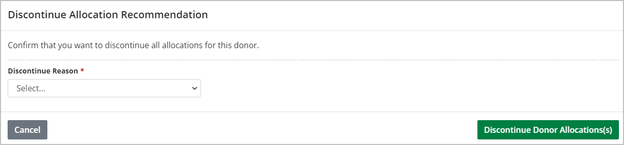 Example - Discontinue donor window