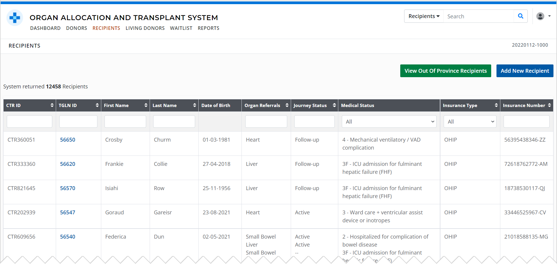 Example - Recipient list, top