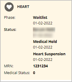 Example - Heart suspension shown in journey status from recipient status bar