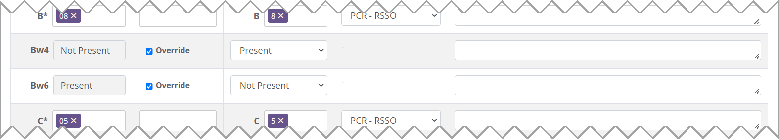 Example - HLA form, focus on Bw4 and Bw6 epitomes