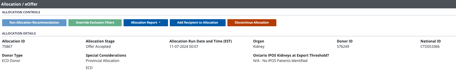 Example - Allocation details